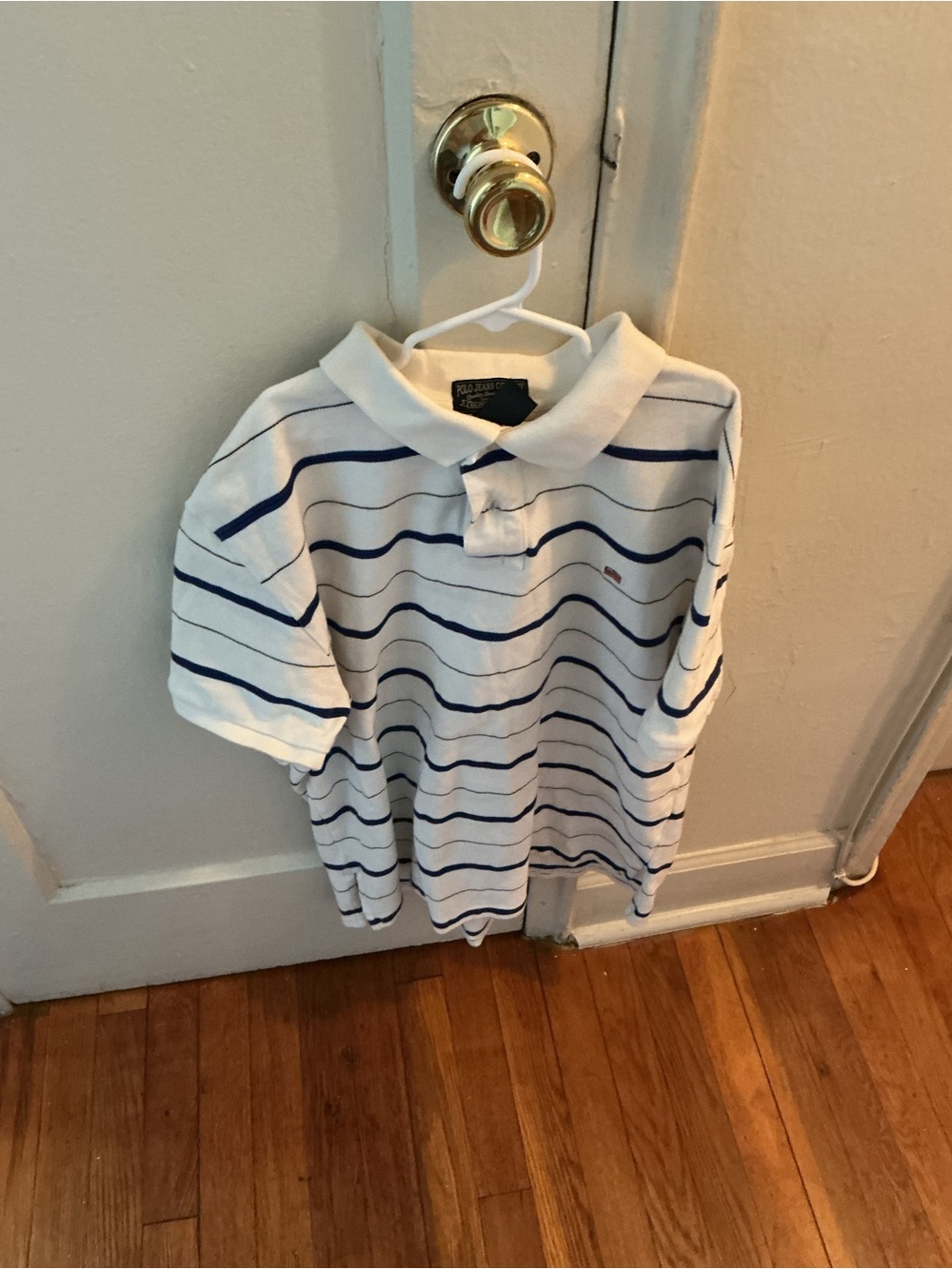 Vintage Ralph Lauren White Polo with blue Stripes